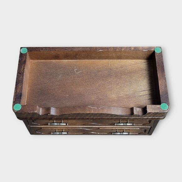 Jay Import Small Wood Musical Jewelry Box Drawers Storage Ring Holder Wt Mirror - Picture 11 of 12